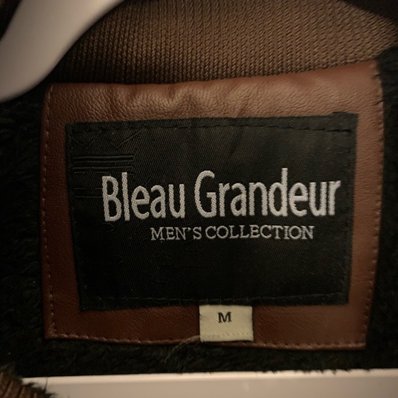 Men’s Brown Leather Jacket Bleau Grandeur Medium - Picture 2 of 3